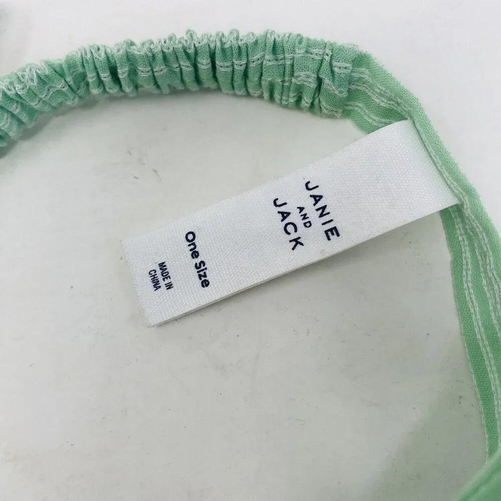 Janie and Jack Baby Girls One Size‎ Elastic Green Striped Headband with Bow $14